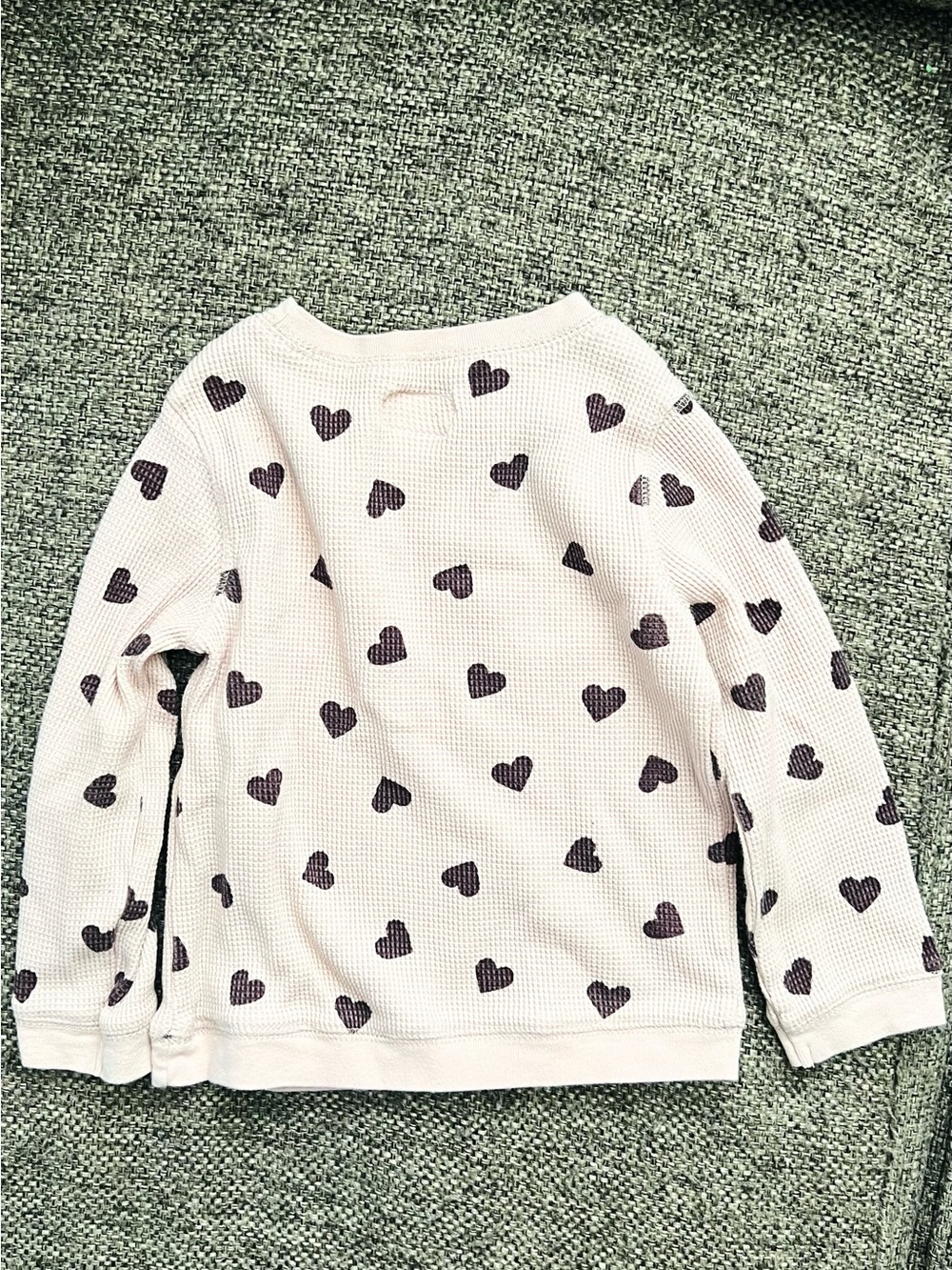Girls' Light Pink Heart Print Waffle-Knit Sweatshirt
